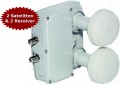 LNB Monoblock DUO-Twin f�r 2 Satelliten + 2x Receiver