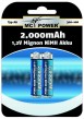 Mignon-Akku McPower 1,2V 2000mAh Typ AA NiMH 2er Blister Batterie 300106