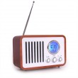 Miniradio Holz Design Radio Uhrenradio Thermometer Radiowecker Denver TR-37