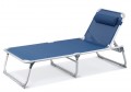 Liegebett Liegestuhl mit Kopfkissen einklappbar Liege extrabreit Tristar Rome Navy BE-0634