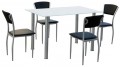 Tischgruppe Tisch 4 St�hle Metall Sicherheitsglas PVC schwarz Essgruppe BHP Gabriel
