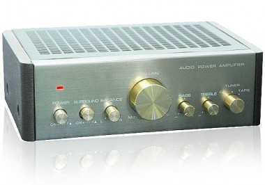 Kompakter 100W Hifi-Verst�rker Echtholz Surround Champagner-Front McVoice HVA-2100