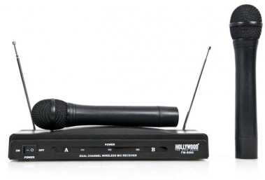 ETT Karaoke Funkmikrofonset 2x Funkmikrofon Empf&auml;nger HOLLYWOOD FM-9060