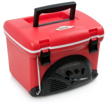 K�hltasche mit AM FM Radio Mini Cooler Match rot