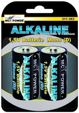 Mono-Batterie Alkaline McPower 1,5V, Typ D, 2er-Blister