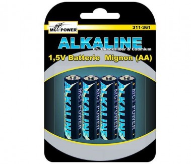 Mignon-Batterie Alkaline Typ AA, 4er-Blister