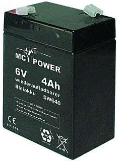 ETT Bleiakku McPower 6V/4,0Ah LxBxH 70x48x101mm, 830g