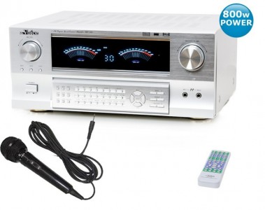 ETT 800W 5.1 Hifi-Verst&auml;rker AMP-400 silber +Mikrofon