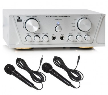 200W Heimkino Verst�rker HVA-200 si + 2x Mikrofon