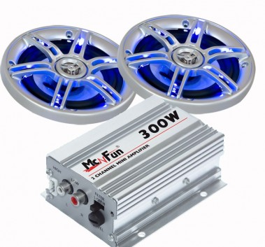 etc-shop 300W Auto Anlage Endstufe LED-Lautsprecher CAR-137