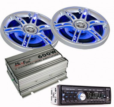 etc-shop Auto Anlage Mini-Verst&auml;rker Lautsprecher Boxen USB SD MP3 Autoradio CAR-139