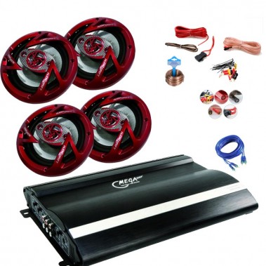 etc-shop 2400W Auto Komplettanlage Verst&auml;rker Endstufe Lautsprecher Boxen Kabel CAR-146