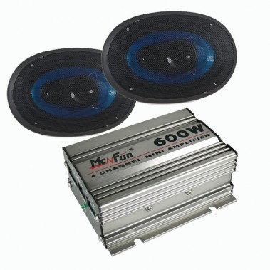 etc-shop 600W Auto CarHifi Komplettanlage Verst&auml;rker Endstufe Lautsprecher Boxen CAR-299