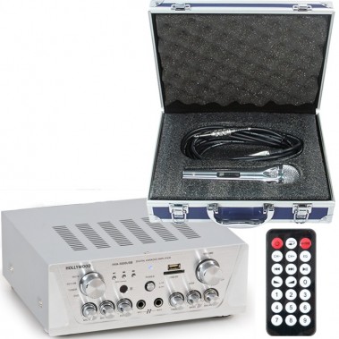 Hifi-Verst�rker USB/SD silber + Profi Mikrofon