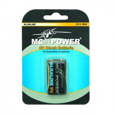 9V-Blockbatterie Alkaline McPower Typ 6F22 1er-Blister
