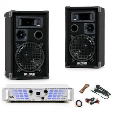etc-shop 600W PA Party Lautsprecher Endstufe Set DJ Musikanlage Boxen Verst&auml;rker DJ-486