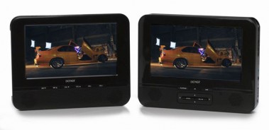 Tragbarer Auto DVD-Player USB 2x Monitor Denver MTW-746TWIN