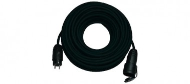 Netz-Verl�ngerung 10m black Schutzkappe Stecker/Buchse