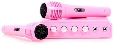 Karaoke Mixer inkl. 2 Mikrofone rosa K�nig HAV-KM10 PINK