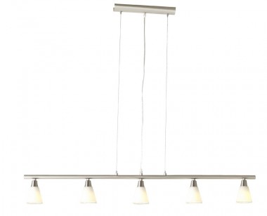 Globo H&auml;ngeleuchte Lampe Leuchte ESL ni-matt chrom Glas opal klar 5x9WGU10 57800-5HLU