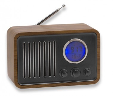 Miniradio Holz Design Radio Uhrenradio Thermometer Radiowecker Denver TR-39