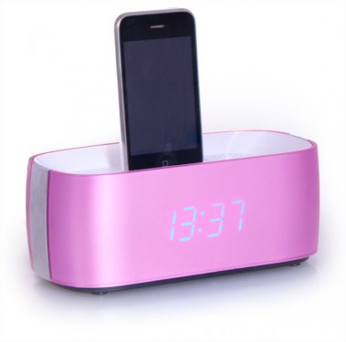 iPod Docking Station Lautsprecher mit FM Radio Uhr und Alarm Denver IFM-15 Pink