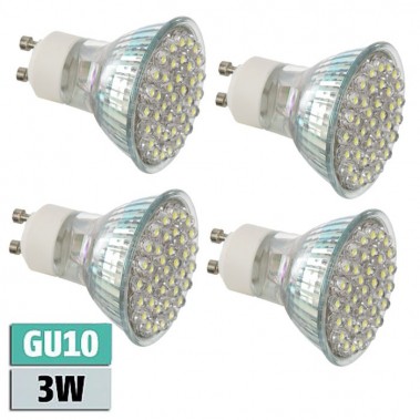 4x LED-Strahler GU10 38 LEDs 3W Leistungsaufnahme warm-weiss Esto 89502 4er Set