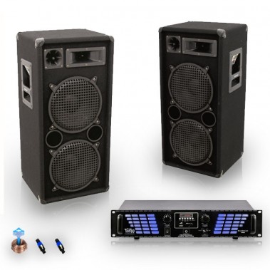 etc-shop PA Anlage 3000W Boxen USB Verst&auml;rker MP3 SD Endstufe Lautsprecher DJ System DJ-720