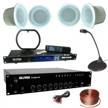 etc-shop Elektroakustische Anlage ELA Beschallung Wartezimmer inkl. Radio Deckenmontage ELA-3