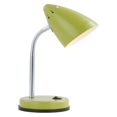 Tischleuchte klassische Tischlampe Metall Chrom beweglich gr&uuml;n Globo24853