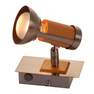 Wandleuchte Wandlampe Spot Nickel Holz Lampe Licht Globo Magnum 54600-1