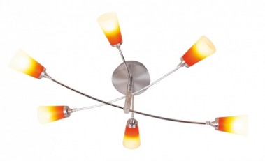 Deckenleuchte Nickel orange Deckenlampe Glas Design Wohnzimmer Globo 56521-6