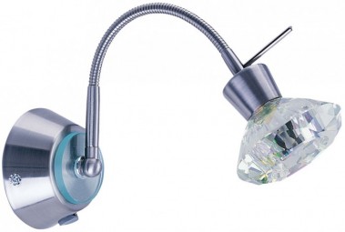 Wandleuchte Wandlampe Leselampe Leseleuchte Nickel Glas Kristall Globo 5690-1W
