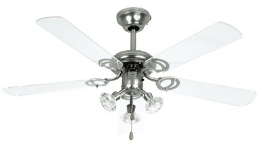 Deckenleuchte Ventilator 3 Stufen 5 Fl&uuml;gel Stufenschalter Globo Fan 0146 nickel