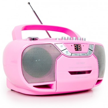 Radiorecorder CD-Player Kassette Boombox Tuner Radio Denver TCD-34C pink rosa