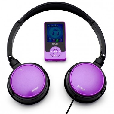 MP4-Player mit Kopfhörer Spieler Headset FM-Radio MP3 2GB Denver MPG-2042C violett