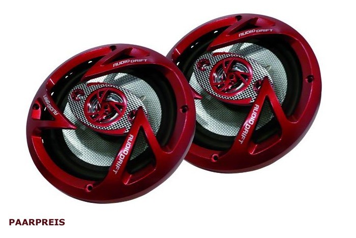 600 Watt rote 3-Wege Car Hifi Auto Einbau Lautsprecher 89dB Boxen 16,5 cm NEU