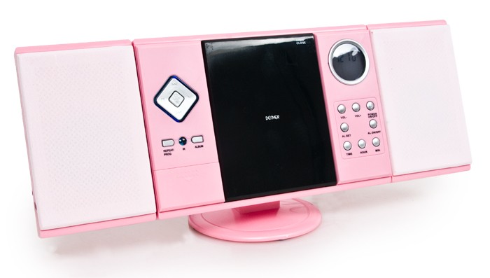 NEU Hifi Musikanlage rosa CD MP3 Player Stereoanlage Musikcenter USB SD pink Uhr