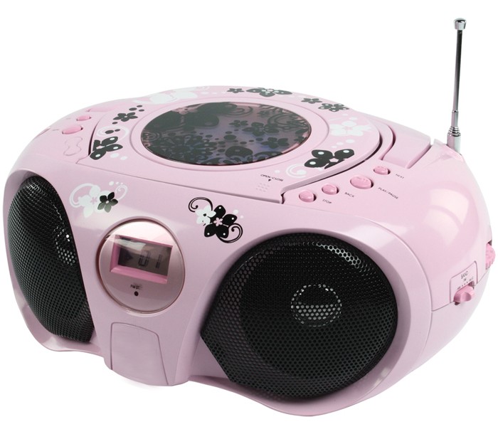 Portable Radio CDPlayer Stereo Sound System Tuner Girls Children Pink