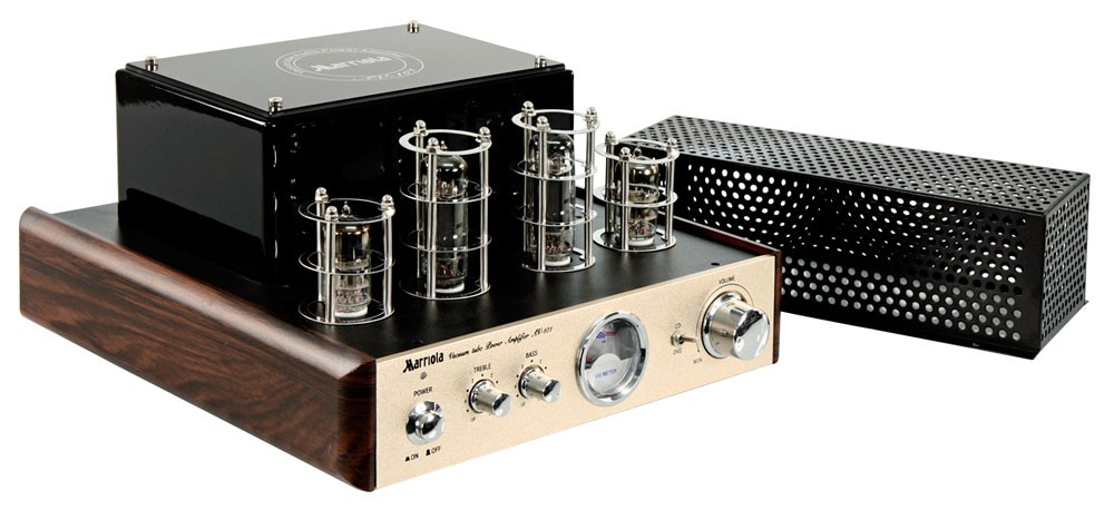 Röhrenverstärker 4 Röhren 2 x 40 Watt gold/echtholz Verstärker Marriola RV-100