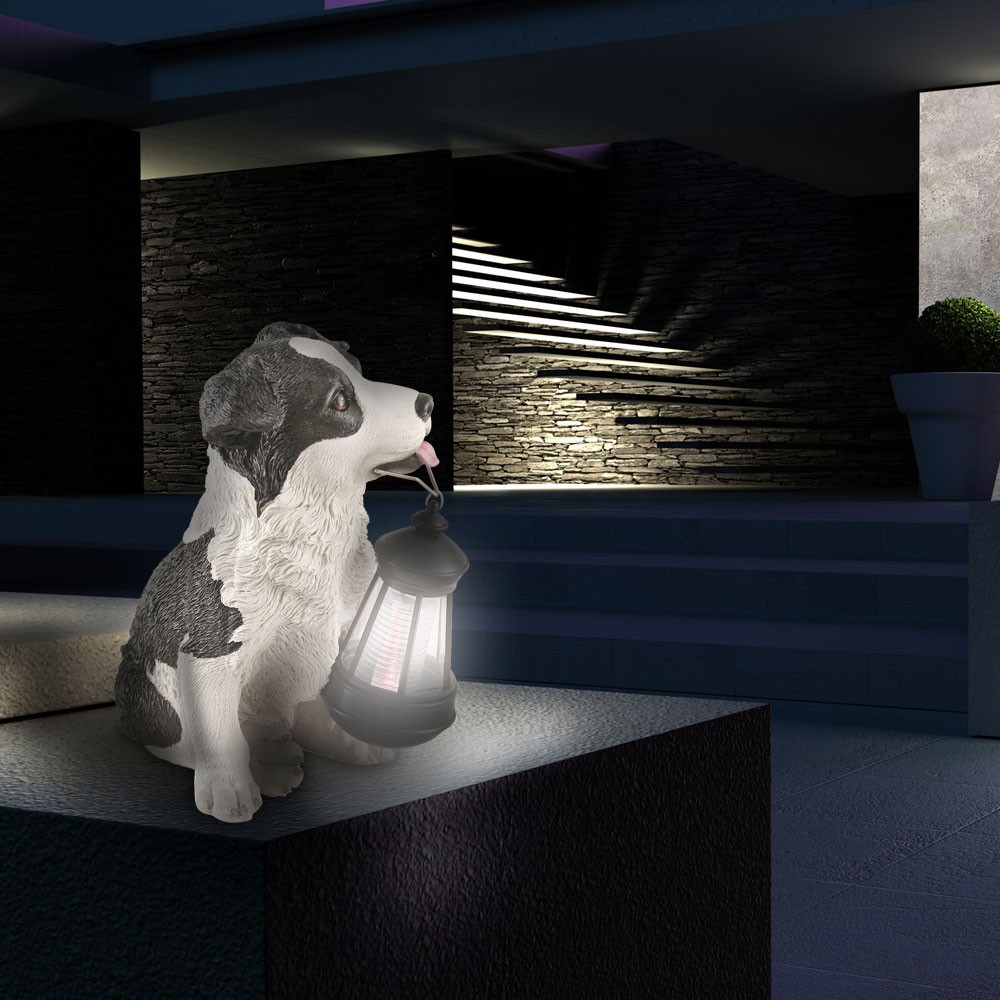 Garden Light Solar LED Dog Figure Border-Collie Garden Decoration | eBay