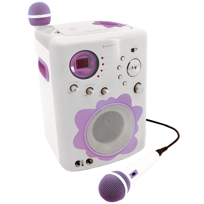 Top PINK Kids portable Karaoke Set System CD Player Mobile including 2
