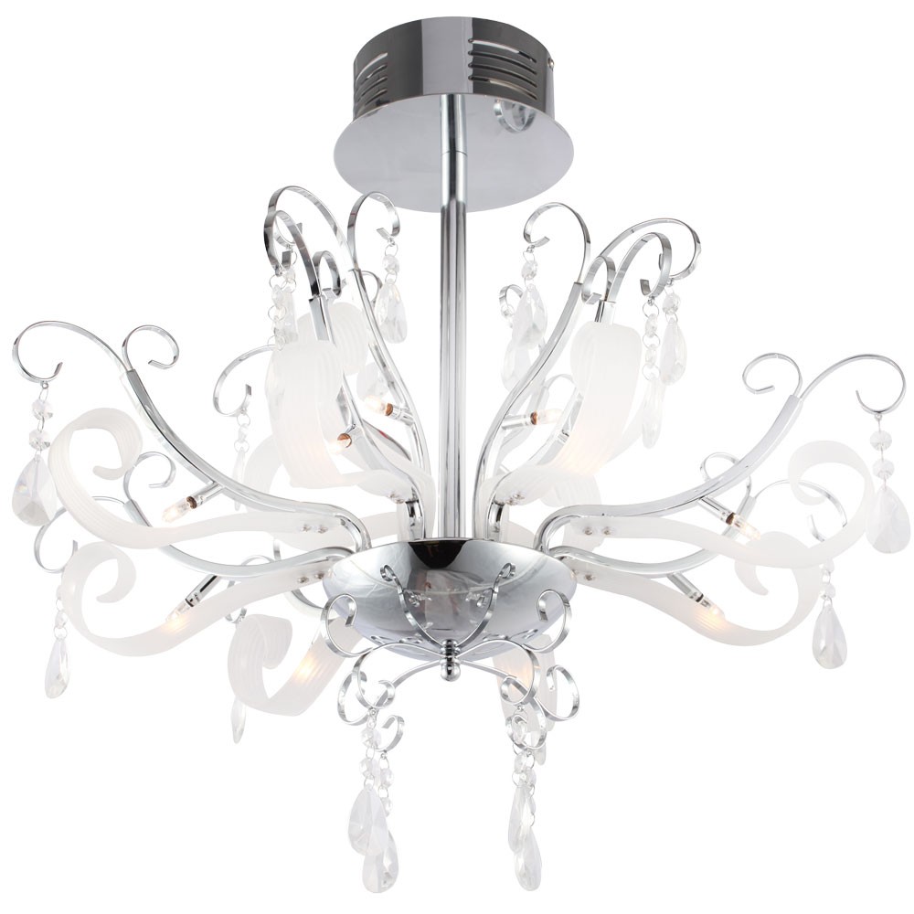 DESIGN Wohnzimmer Kronleuchter Chrom Kristall Hängelampe Lüster