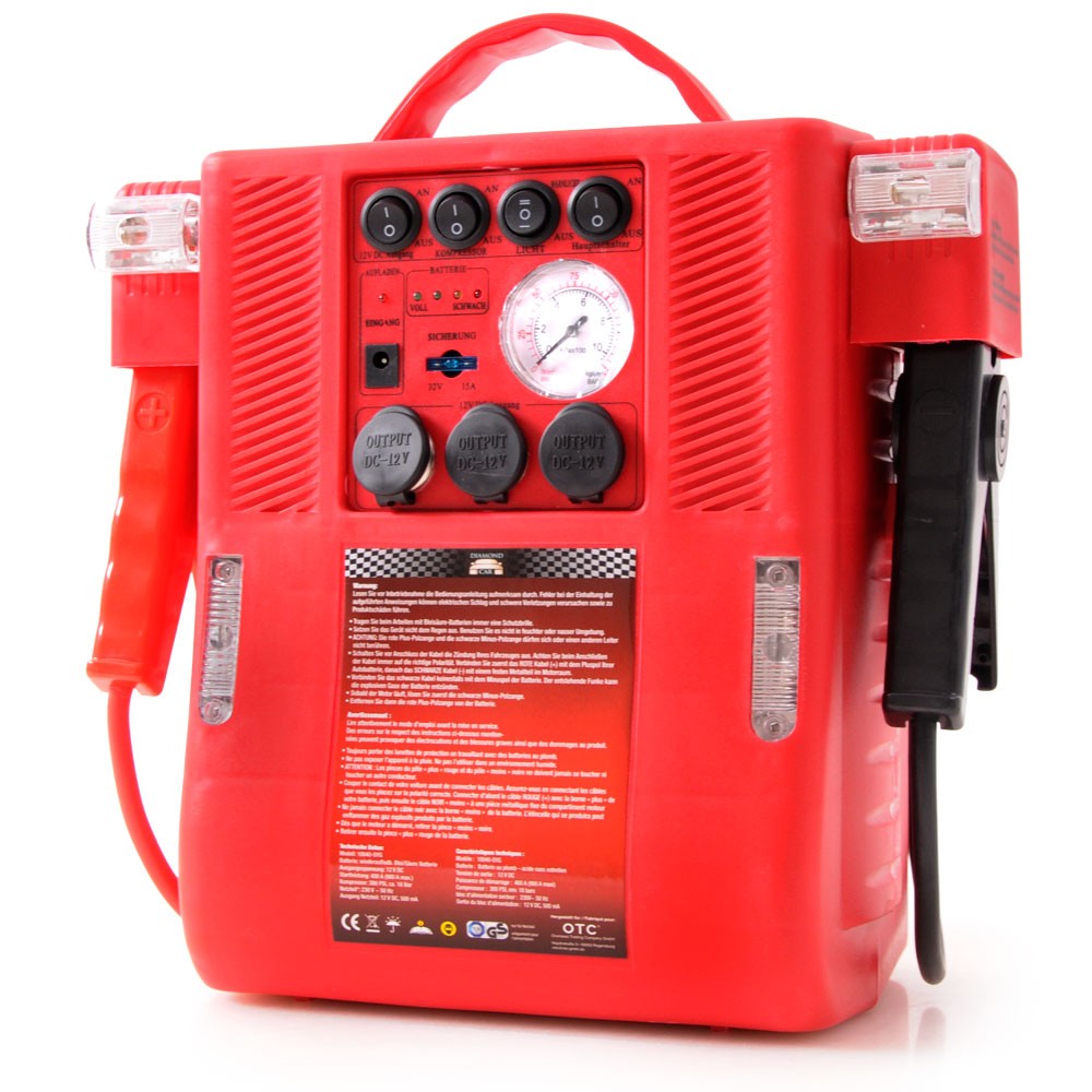 Powerstation Kompressor Ladegerät KFZ Batterie Starthilfe Kabel Pannenhilfe 12V eBay