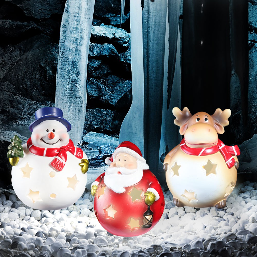 3er Set Weihnachtsfiguren Dekoartikel Figur Lampe Leuchte Licht