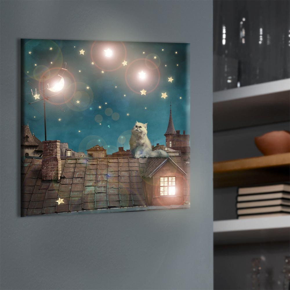 LED Leuchtbild Vulkan Eruption - 75x50 Cm Moderne Wandbeleuchtung