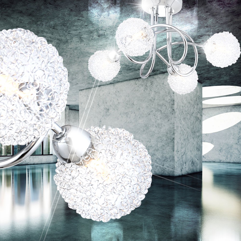 4-flammige Deckenlampe mit Drahtgeflecht und Halogen ORINA – Bild 1