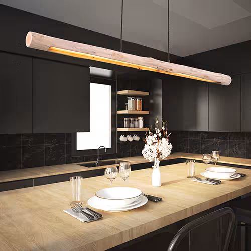 LED Hängeleuchte in Holzoptik