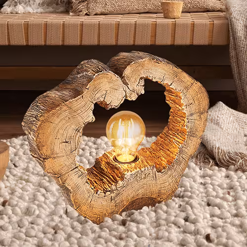 Tischleuchte in Holzoptik