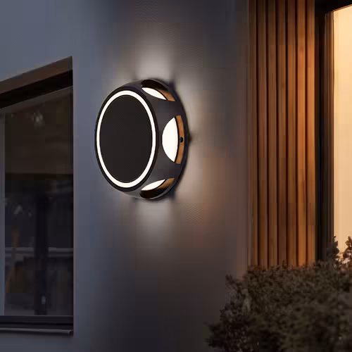 LED Solar Wandleuchte rund 
